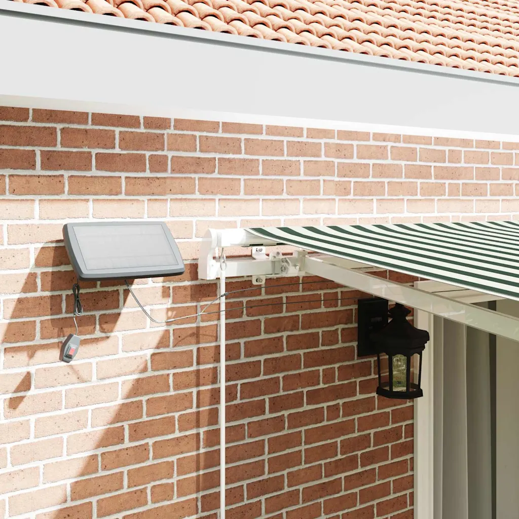 Sissetõmmatav terrassivarikatus LED-valgustusega, roheline-valge, 450 x 300 cm