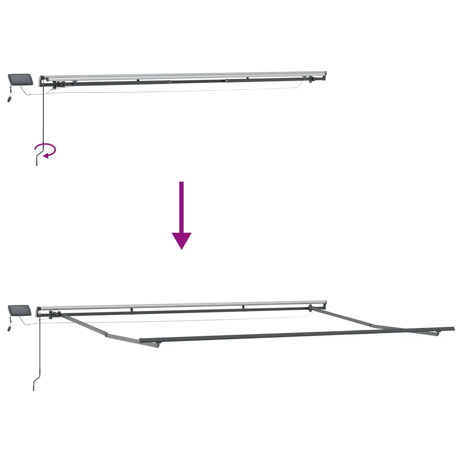 Sissetõmmatav varikatus LED-valgustusega, mitmevärviline, 450 x 350 cm
