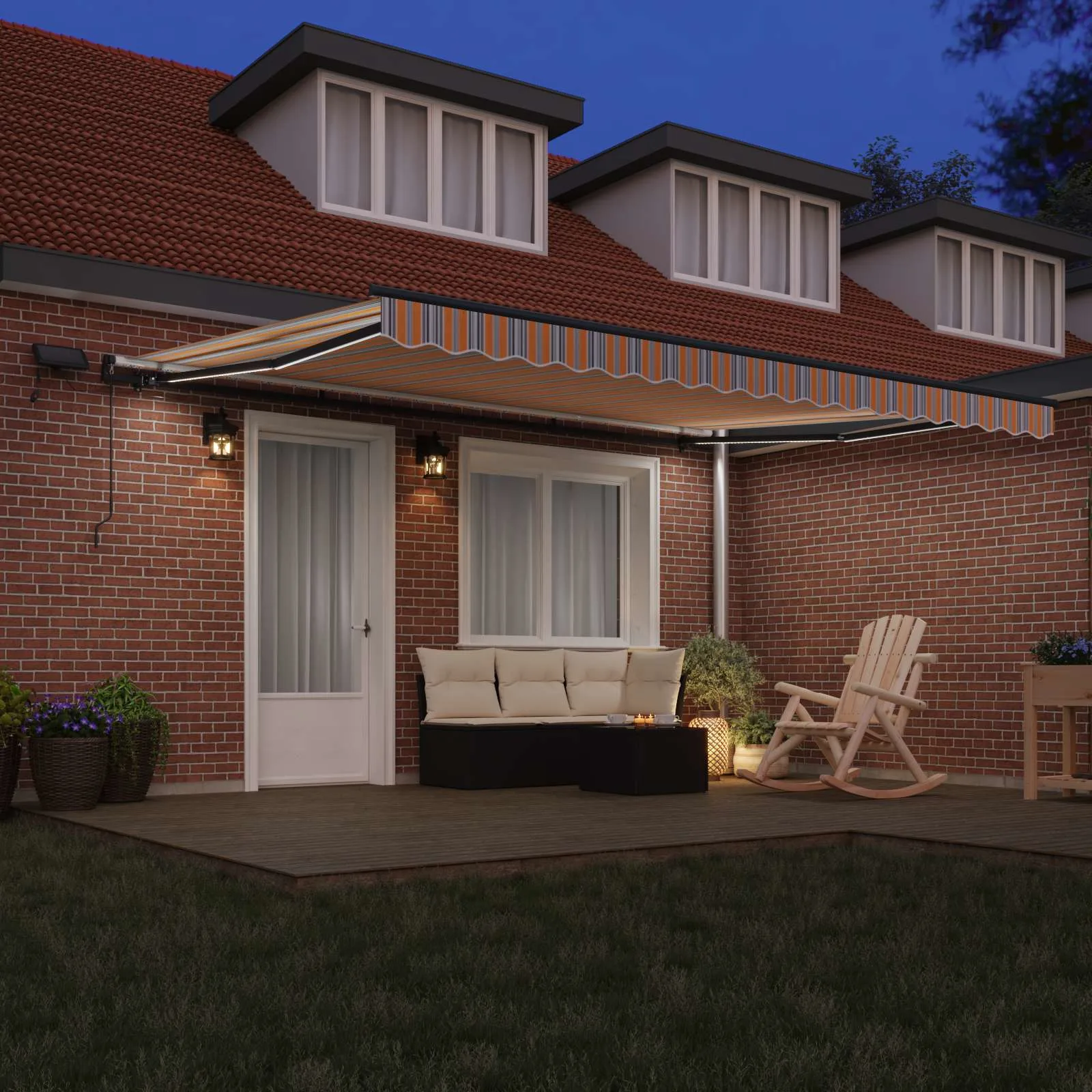 Sissetõmmatav varikatus LED-valgustusega, mitmevärviline, 450 x 350 cm