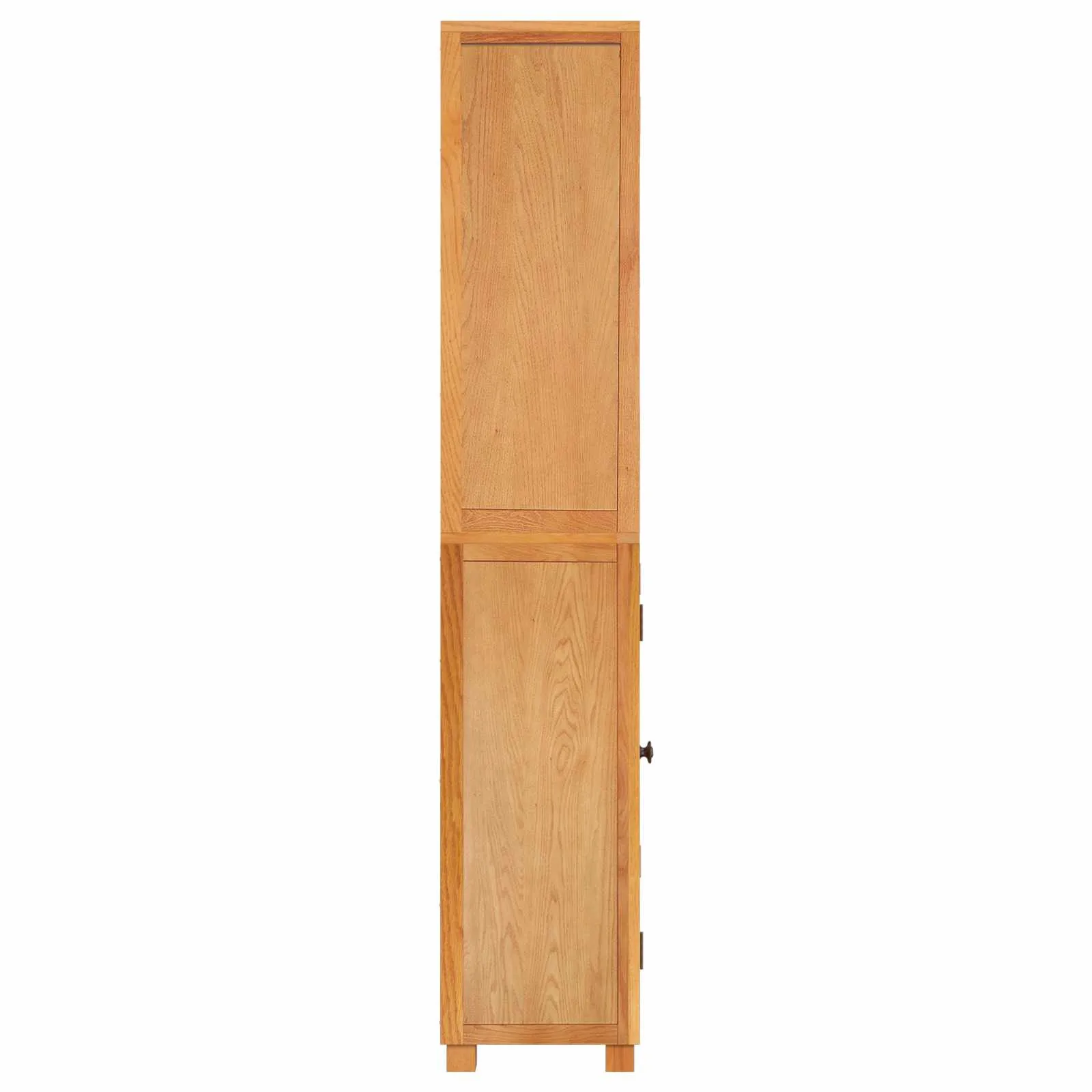Tamme täispuidust vitriinkappide komplekt, 2 tk, naturaalne, klaasuste ja riiulitega, 80 x 35 x 185 cm