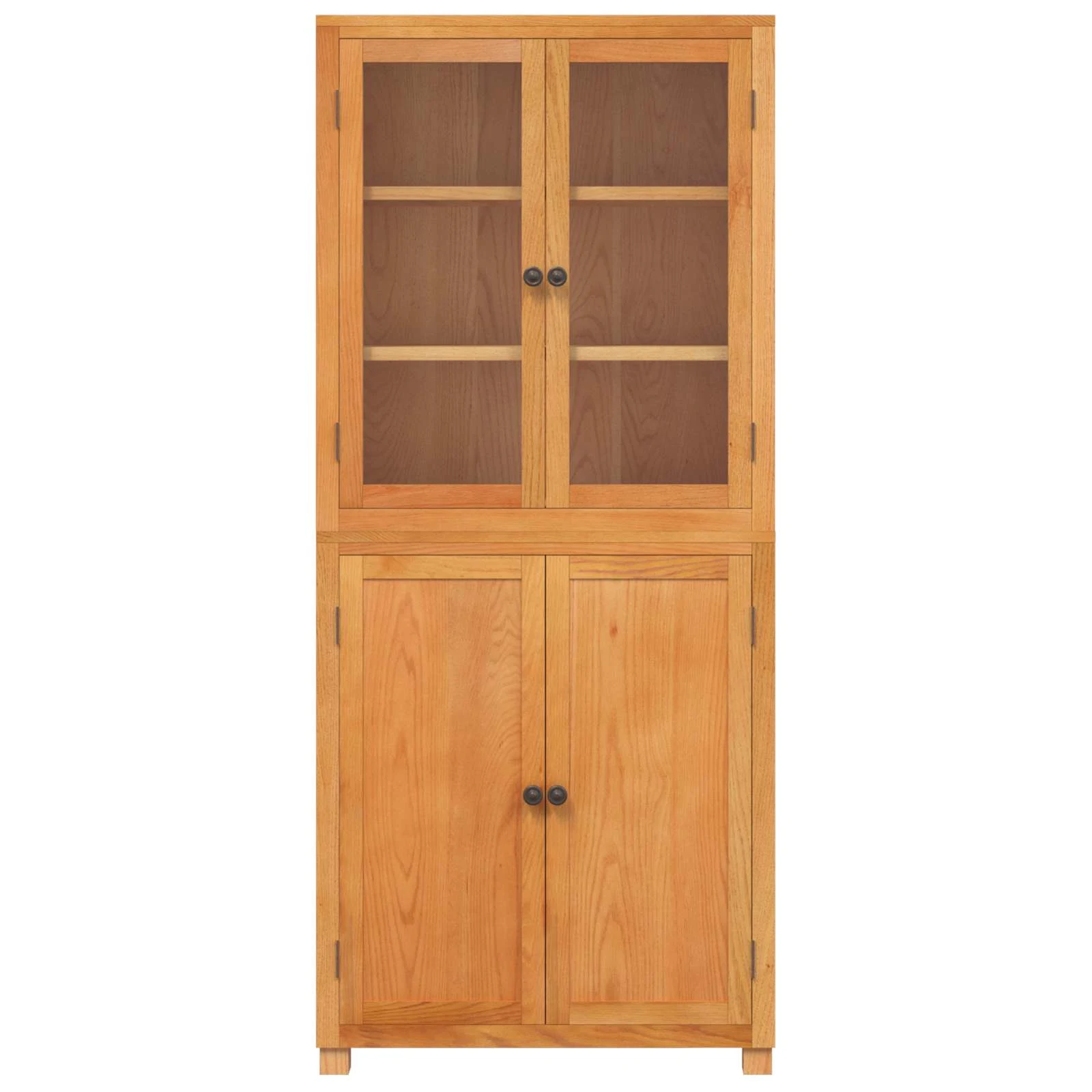 Tammepuidust hoiukappide komplekt klaasustega, 2 osa, naturaalne, 80 x 35 x 185 cm