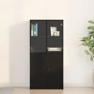 Tehispuidust kõrgkapp, must tamm, 4 ust, 68 x 37 x 142 cm