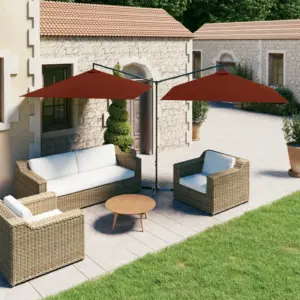 Topelt aia päikesevari terrakota kattega, teraspostiga, 600 x 290 cm