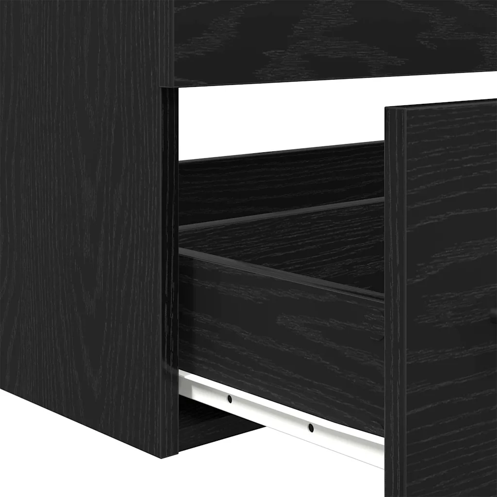 Seinale kinnitatav vannitoa valamukapp kraanikausiga, must tamm, 90 x 38,5 x 48 cm