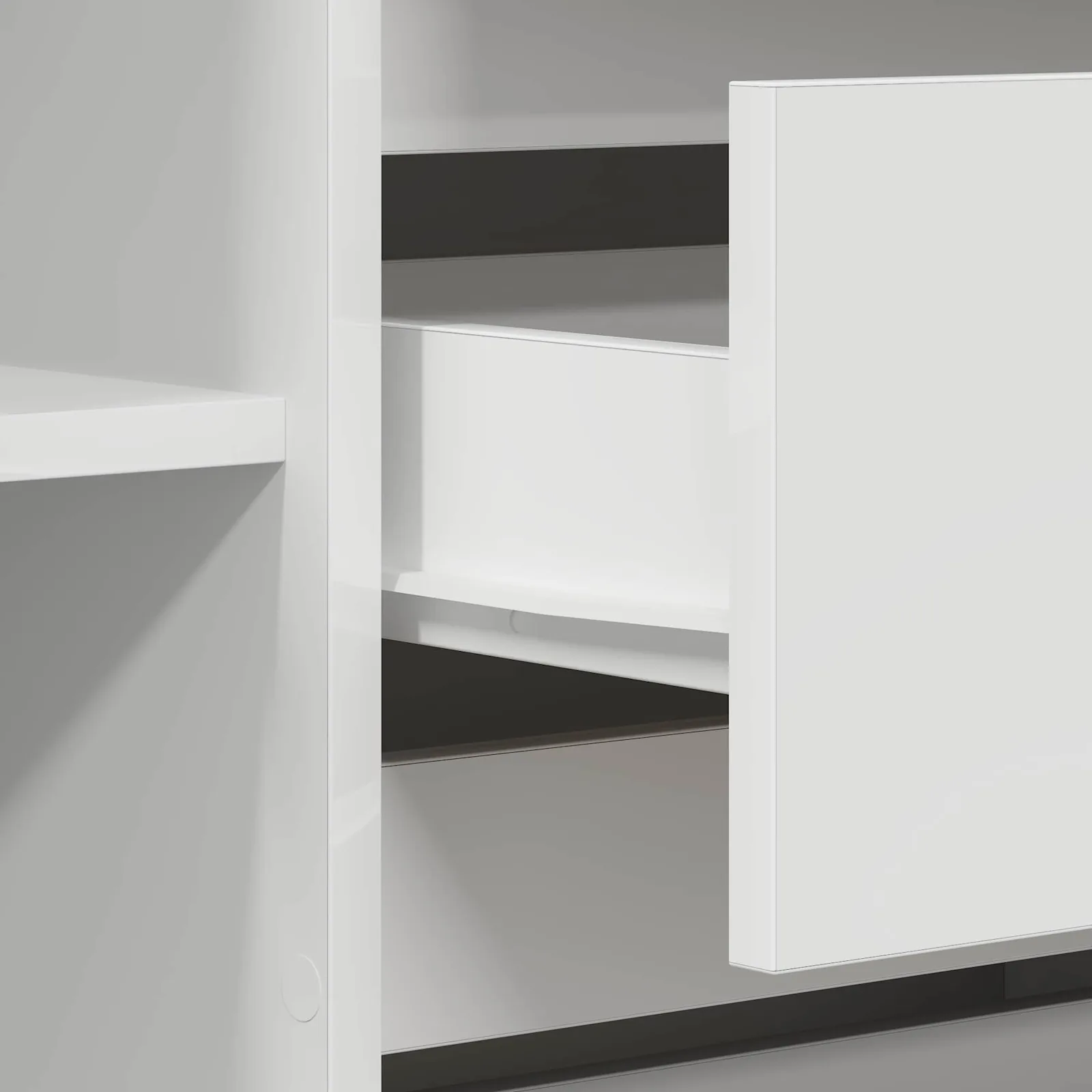 Valge kapp 3 sahtli ja 2 uksega, tehispuit, 120 x 41 x 75 cm