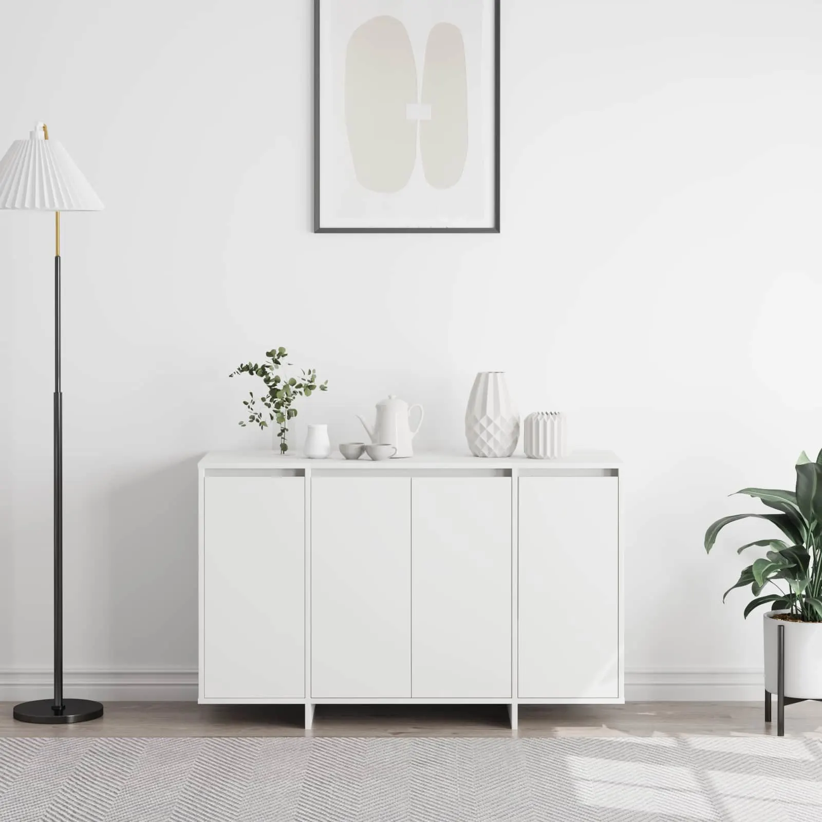 Valge kaasaegne kapp 4 uksega, tehispuit, 120 x 41 x 75 cm