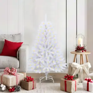 Valge kunstkuusk 150 LED tulega, 120 cm, PVC ja metall
