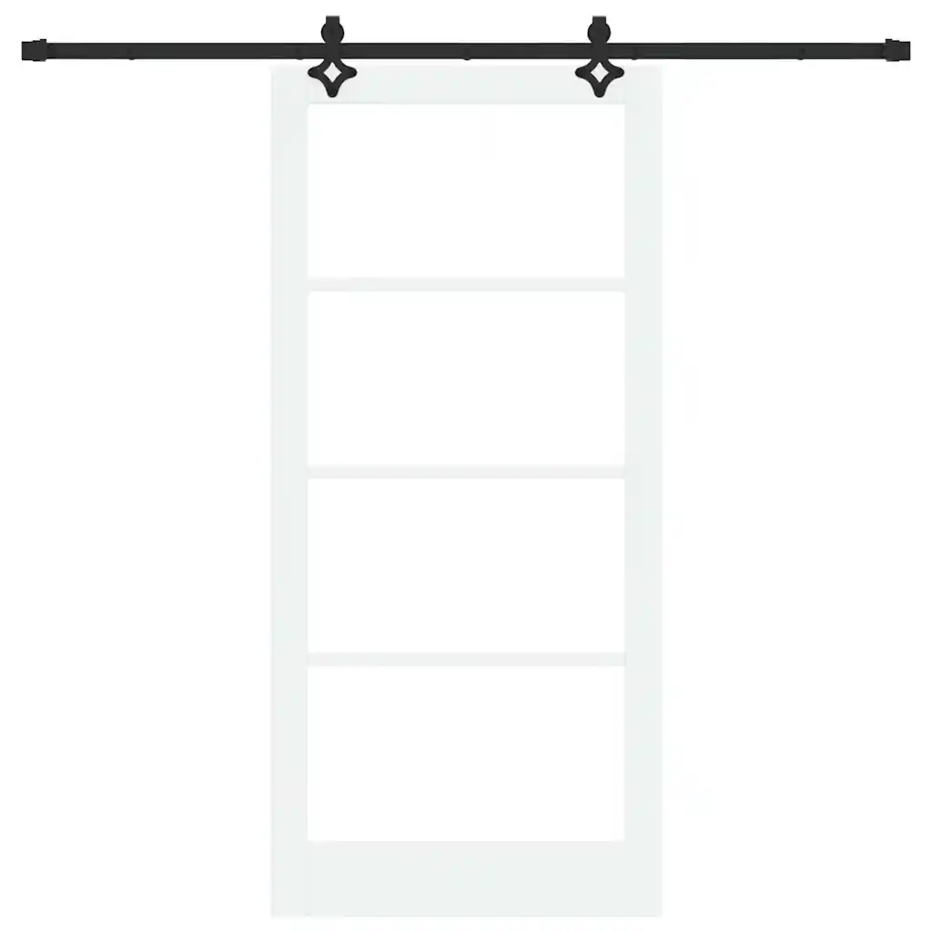 Valge männipuidust ja klaasist liuguks riistvarakomplektiga, 93 x 202 cm, rööbas 213,5 cm
