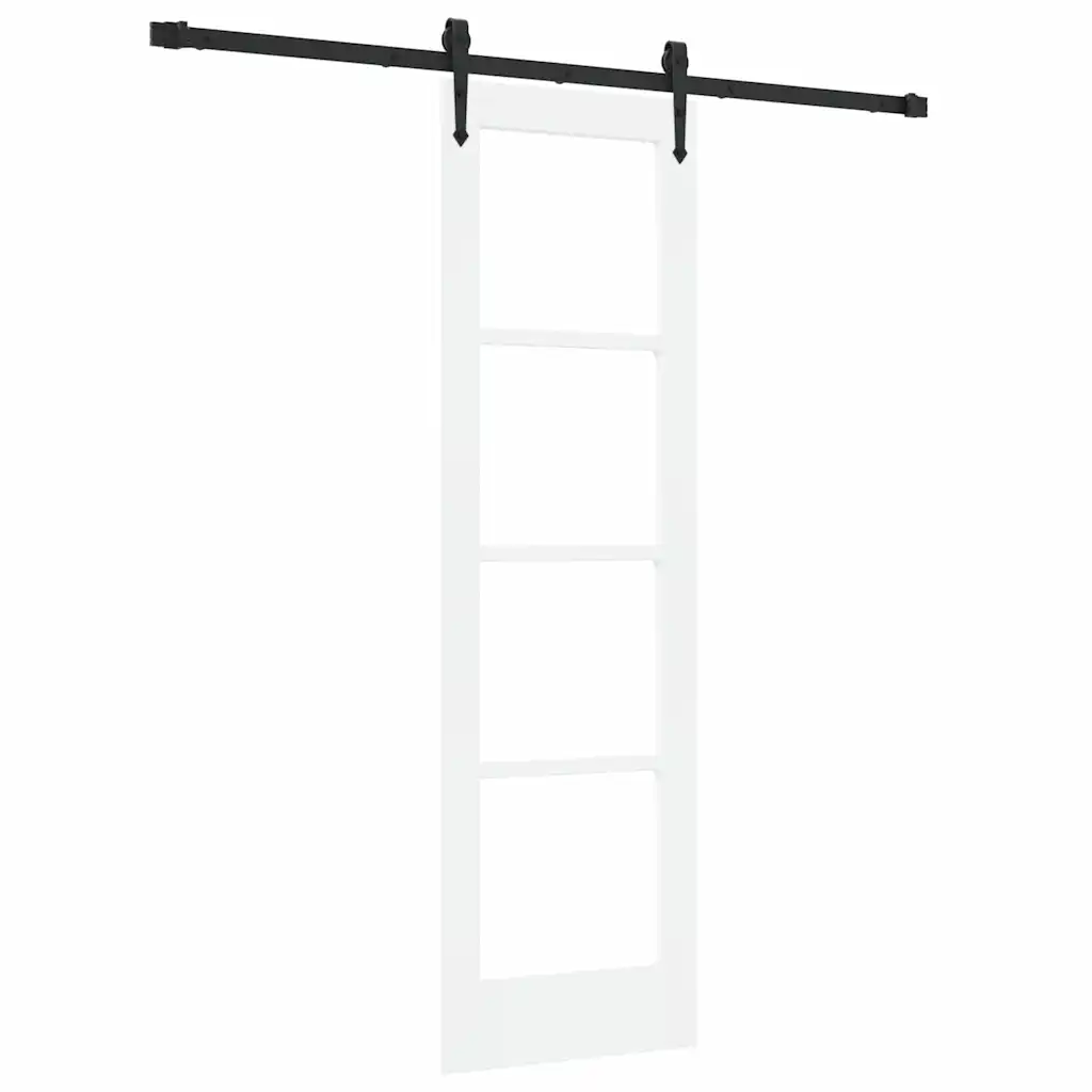 Valge männipuidust ja klaasist liuguks, komplekt, 61 x 198,5 cm