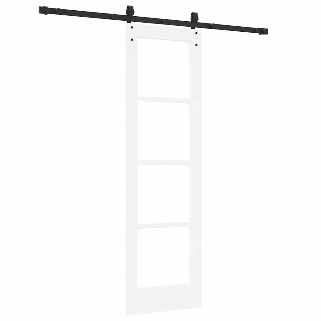 Valge männipuidust ja klaasist liuguks, komplekt, 61 x 198,5 cm