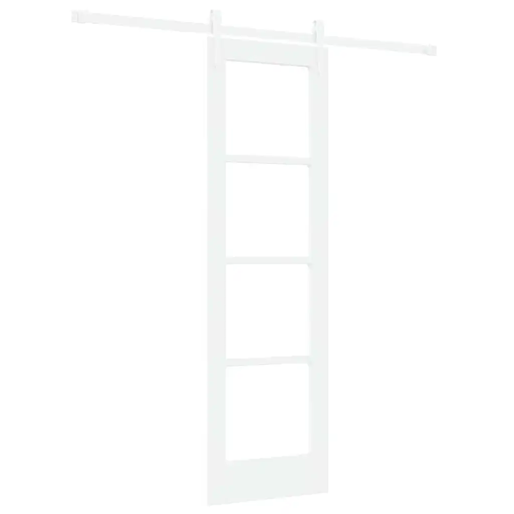 Valge männipuidust liuguks klaasipaneelidega, 61 x 198,5 cm