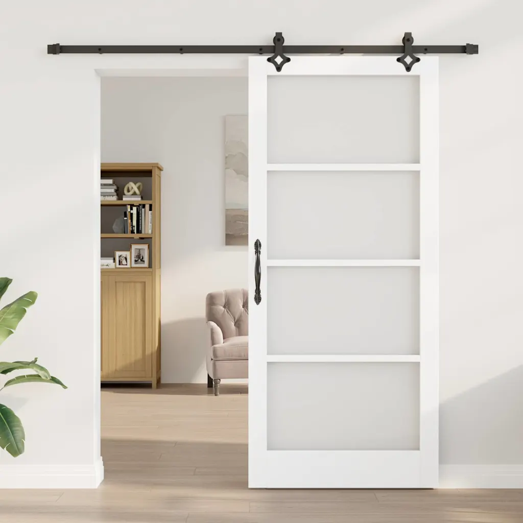 Valge liuguks männipuidu ja klaasiga, 93 x 211 cm, siinisüsteemiga
