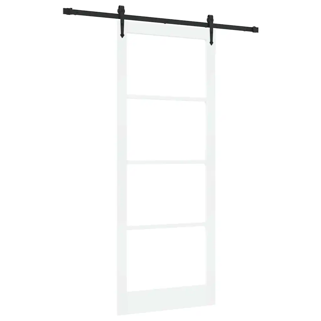 Valge männipuidust liuguks klaasiga, 93 x 232 cm, siinisüsteemiga