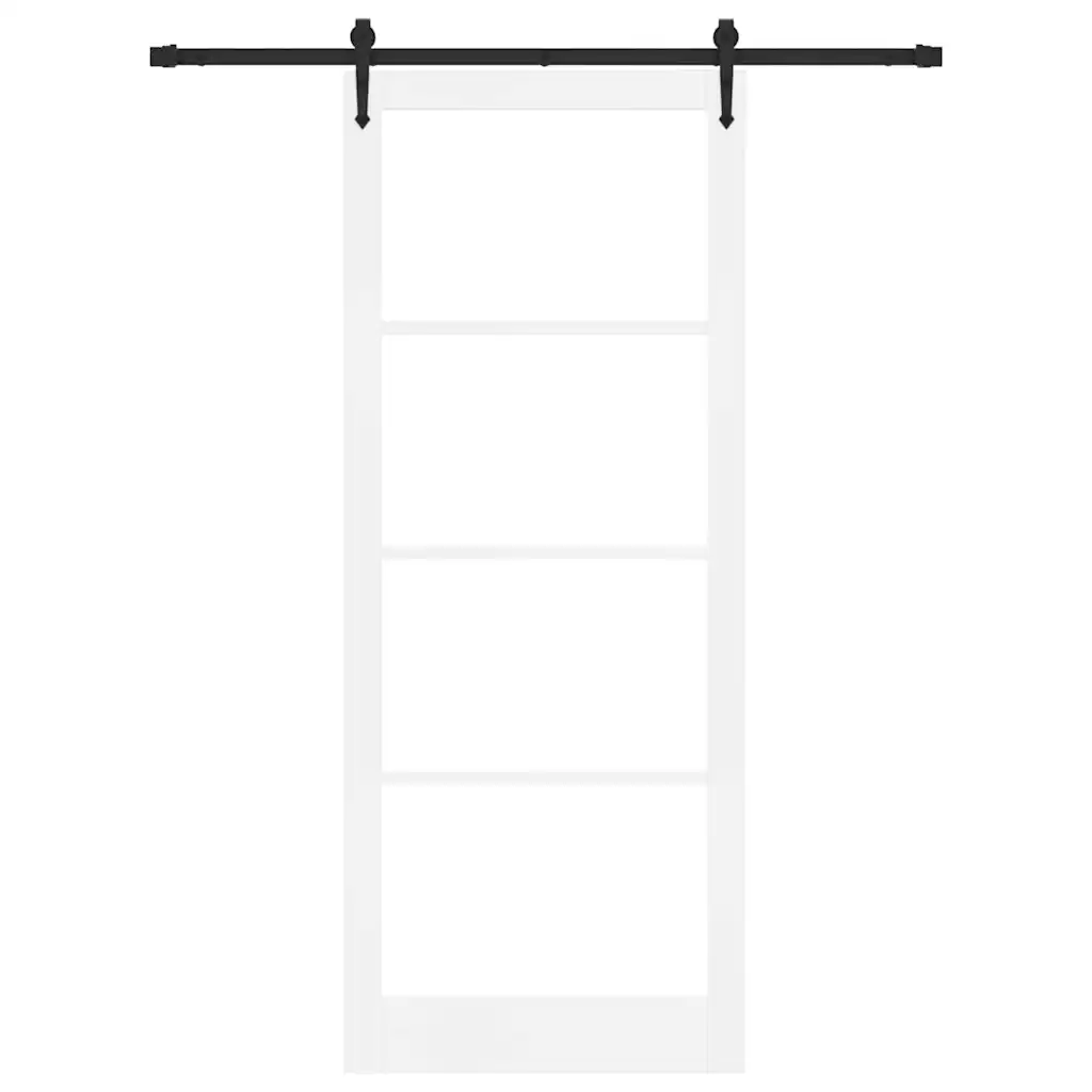 Valge männipuidust liuguks klaasiga, 93 x 232 cm, siinisüsteemiga