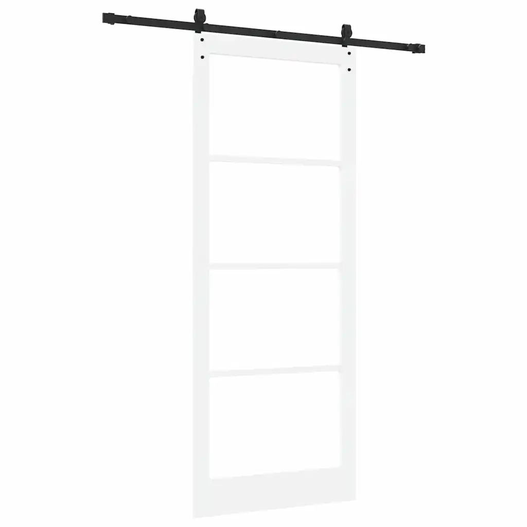 Valge männipuidust liuguks klaasiga, 93 x 232 cm, siinisüsteemiga
