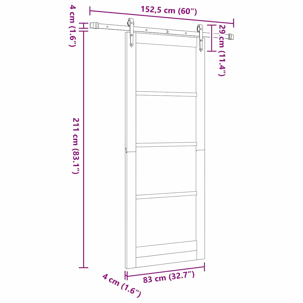 Valge männipuidust ja klaasiga liuguks Orkdal, 83 x 211 cm, rööpaga 152,5 cm