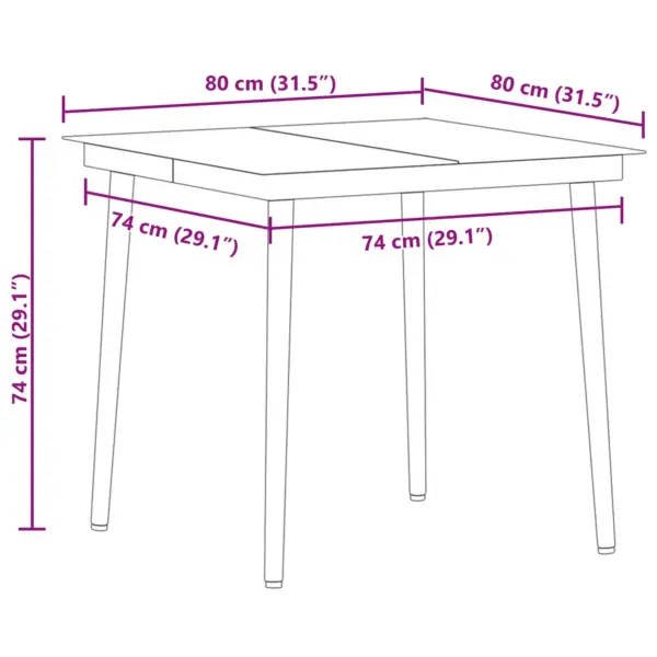 3-osaline aiamööbli komplekt patjadega, hall polürotang, laud 80 x 80 cm - 12