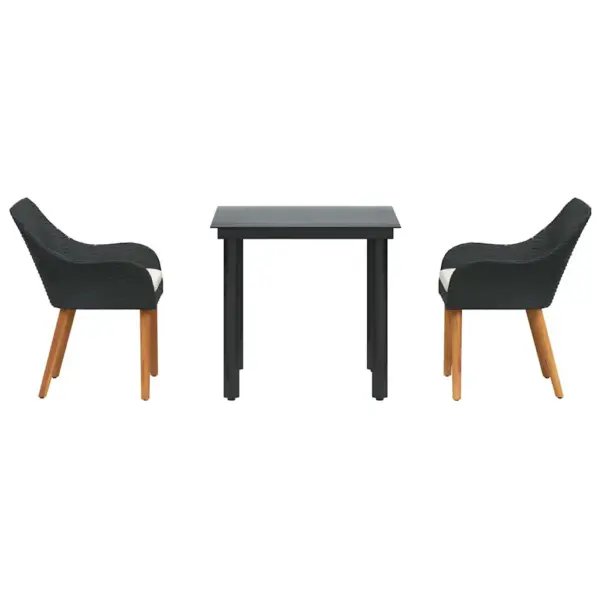 3-osaline must polürotangist aiamööbli komplekt padjaga, laud 80 x 80 x 74 cm - 7
