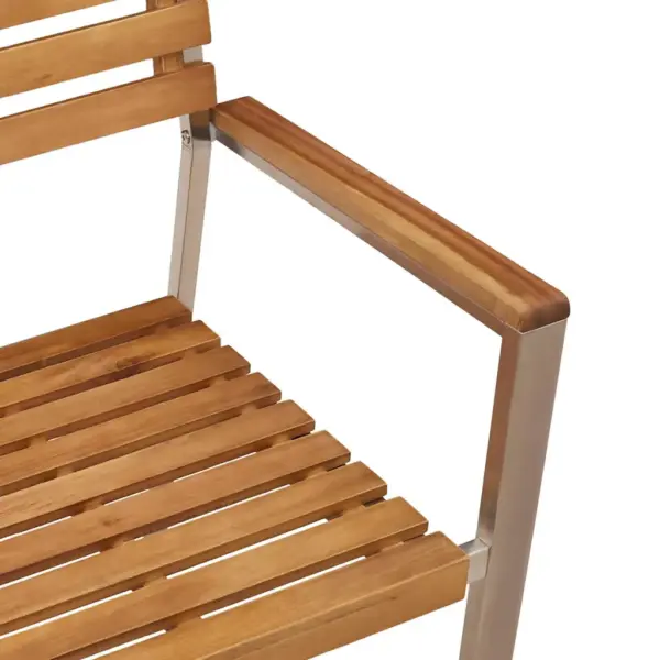 3-osaline aiamööbli komplekt, 2 tooli ja laud, pruun akaatsiapuit ja roostevaba teras, laud 45 x 45 x 38 cm - 11