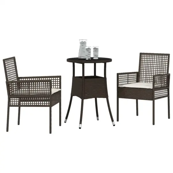 3-osaline pruunist polürotangist bistrooaiamööbli komplekt, laud 60 x 60 x 75 cm - 3