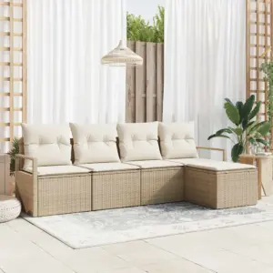 5-osaline modulaarne aiadiivanikomplekt, beež polürotang, 4 istekohta