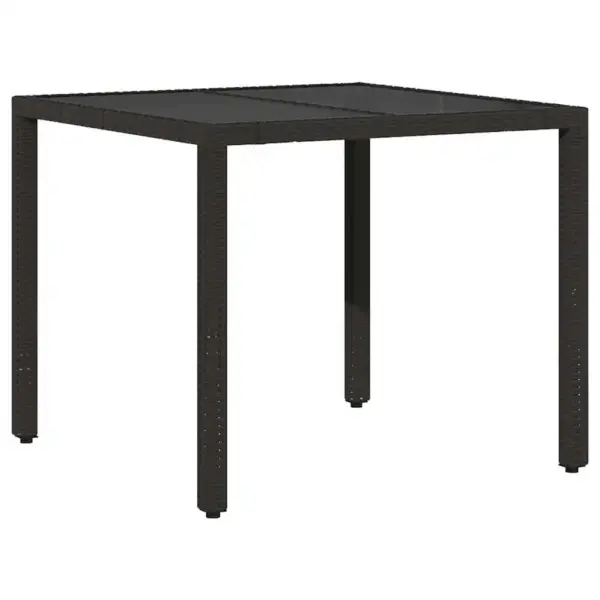 5-osaline aiamööbli komplekt, must polürotang, klaasplaadiga laud 90 x 90 cm - 5