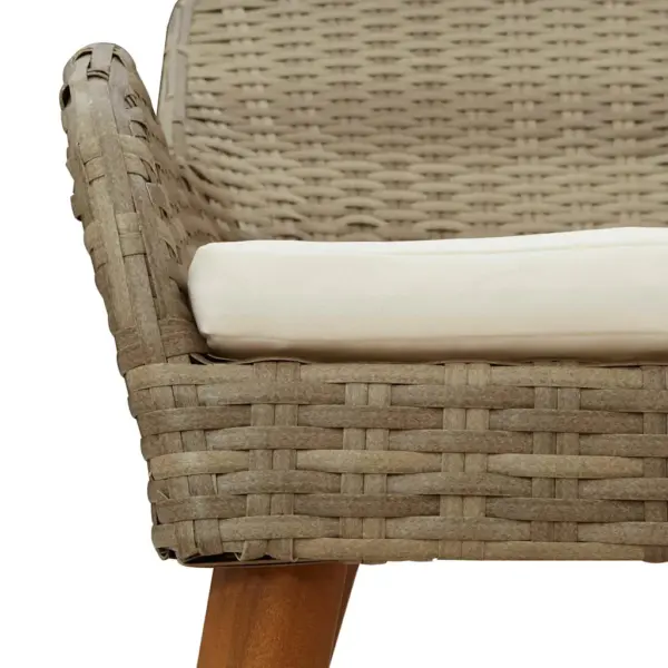 5-osaline aiamööbli komplekt padjaga, beež polürotang, laud 80 x 80 cm - 10