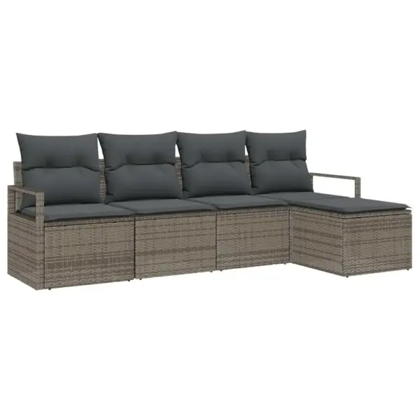 5-osaline modulaarne aiadiivanikomplekt hallist polürotangist, 4 istekohaga, 230 x 117 x 85 cm - 2