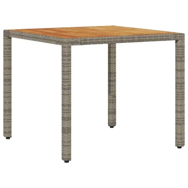 5-osaline aiamööbli komplekt lauaga ja 4 tooliga, hall polürotang, akaatsiapuidust lauaplaat, laud 90 x 90 cm - 5