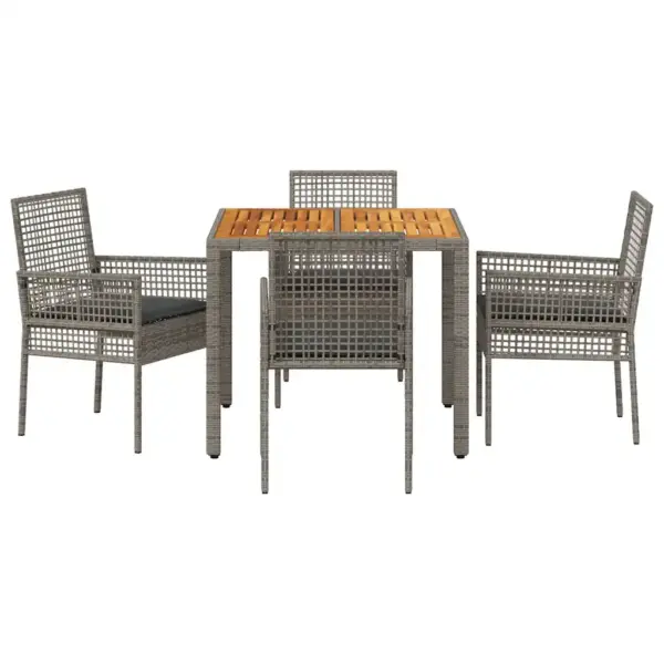 5-osaline aiamööbli komplekt lauaga ja 4 tooliga, hall polürotang, akaatsiapuidust lauaplaat, laud 90 x 90 cm - 7
