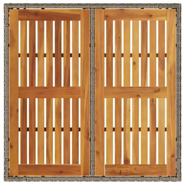 5-osaline aiamööbli komplekt lauaga ja 4 tooliga, hall polürotang, akaatsiapuidust lauaplaat, laud 90 x 90 cm - 8