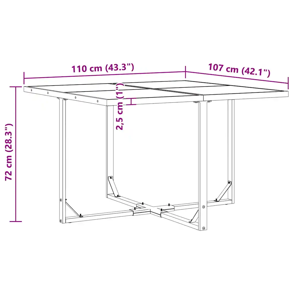 5-osaline aiamööbli komplekt, must teras, klaasplaadiga laud 110 x 107 x 72 cm ja 4 tooli patjadega