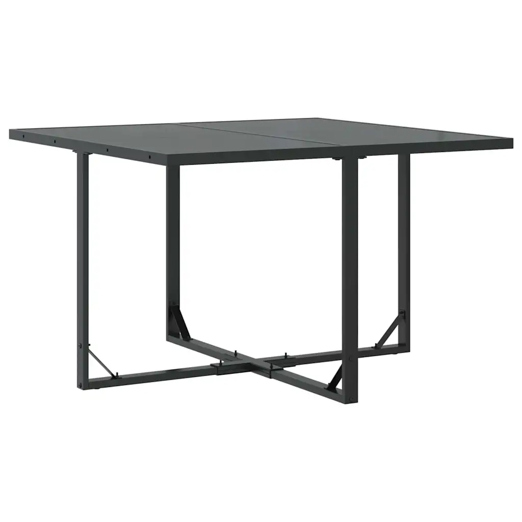 5-osaline aiamööbli komplekt, must teras, klaasplaadiga laud 110 x 107 x 72 cm ja 4 tooli patjadega