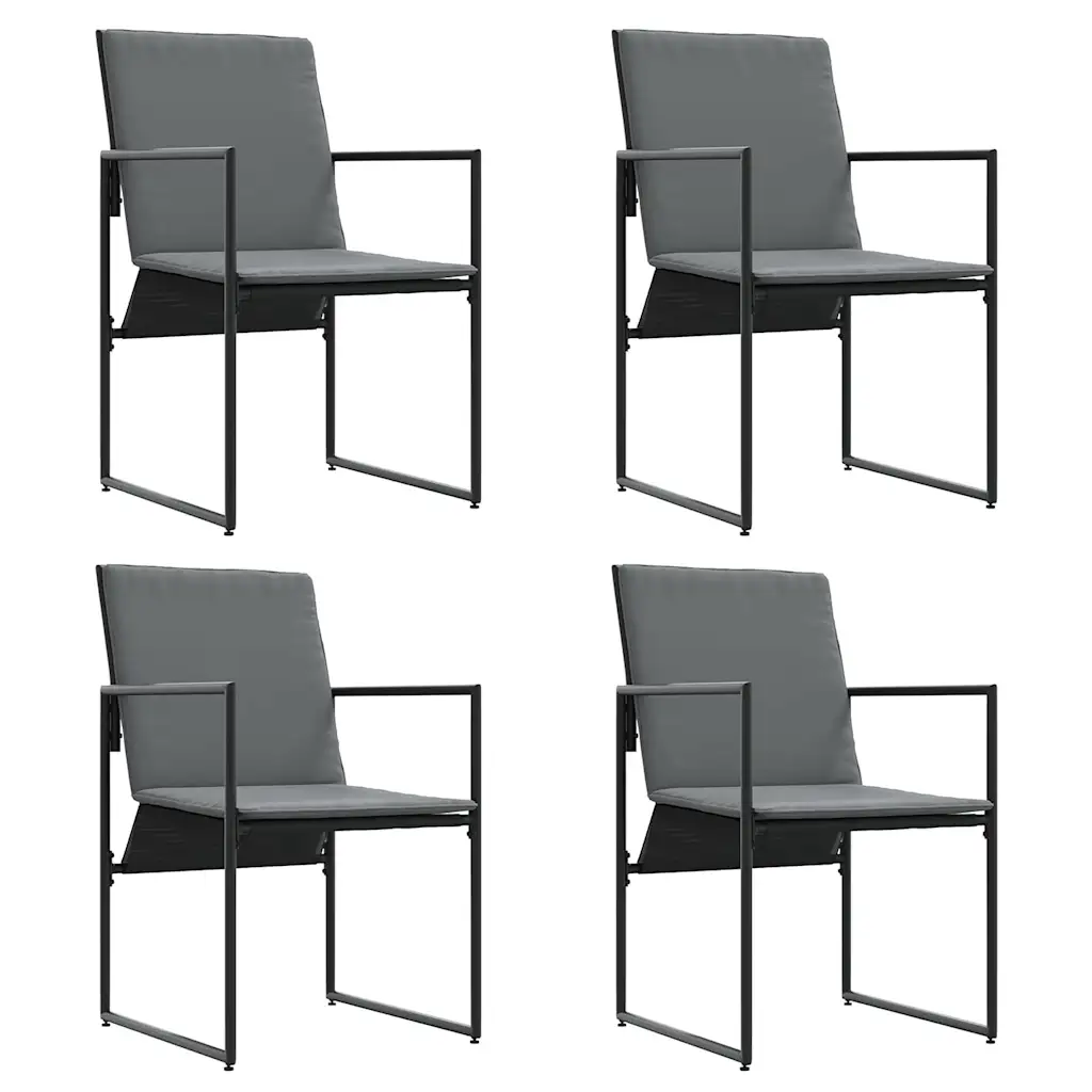 5-osaline aiamööbli komplekt, must teras, klaasplaadiga laud 110 x 107 x 72 cm ja 4 tooli patjadega