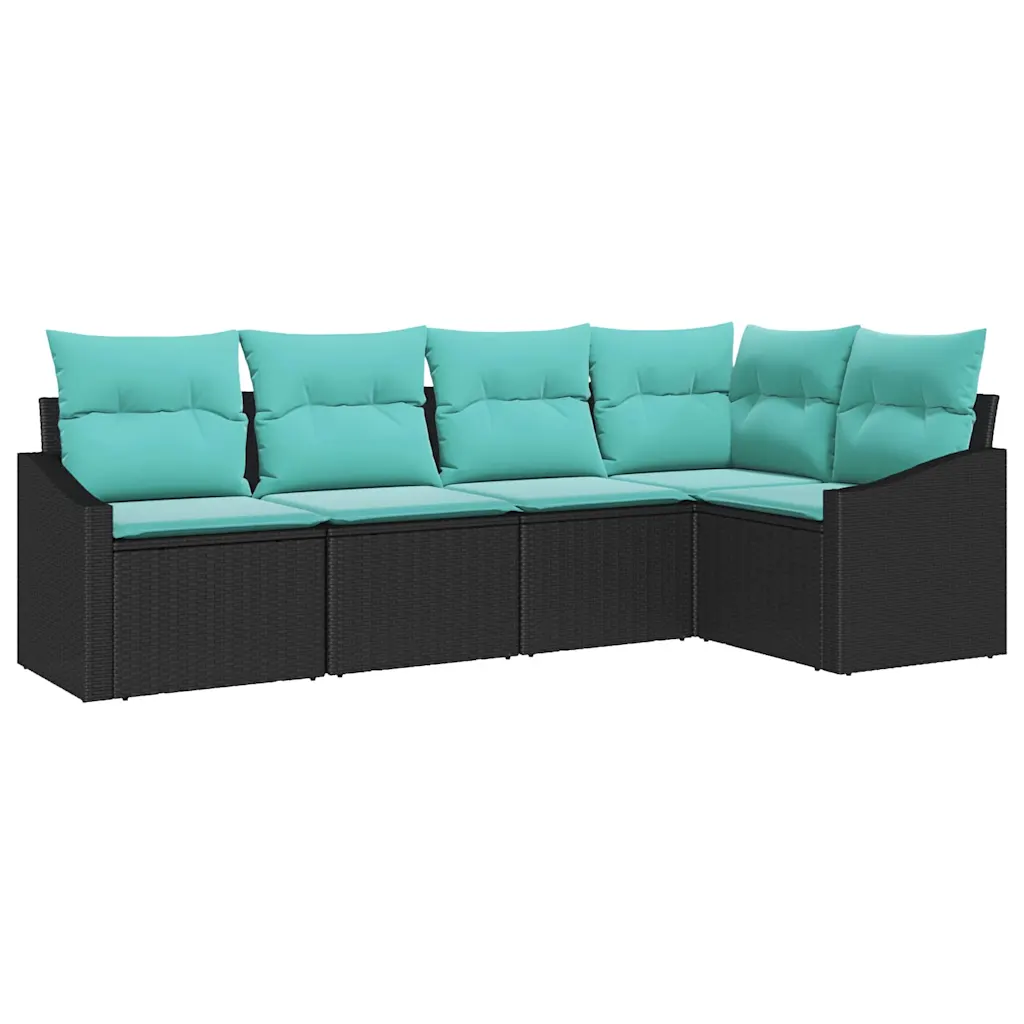 Aia diivanikomplekt patjade ja panipaigaga, 5-osaline, must polürotang, 5 istekohta, 233,5 x 123,5 x 85 cm