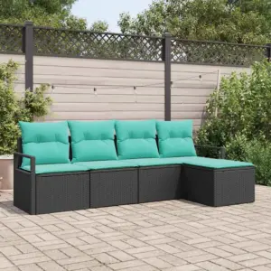 5-osaline modulaarne aiadiivanikomplekt, must polürotang, 4 istekohta, 230 x 117 x 85 cm