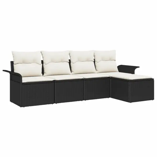 5-osaline modulaarne aiadiivani komplekt patjadega, must polürotang - 2