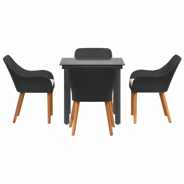 5-osaline mustast polürotangist aiamööbli komplekt patjadega, laud 80 x 80 cm - 7