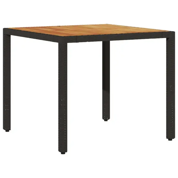 5-osaline mustast polürotangist aiamööbli komplekt, laud 90 x 90 cm - 5