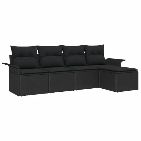 5-osaline modulaarne õuesohva patjadega, must polürotang, 251 x 117 x 85 cm - 2