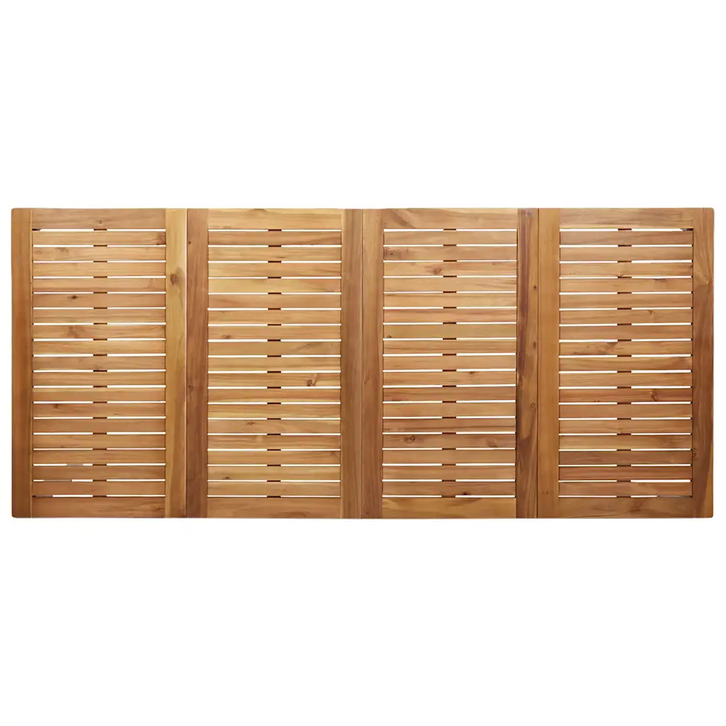 Akaatsiapuidust lauaga aiamööbli komplekt 7-osaline, roostevaba terase ja tekstileenist toolidega, laud 200 x 90 cm