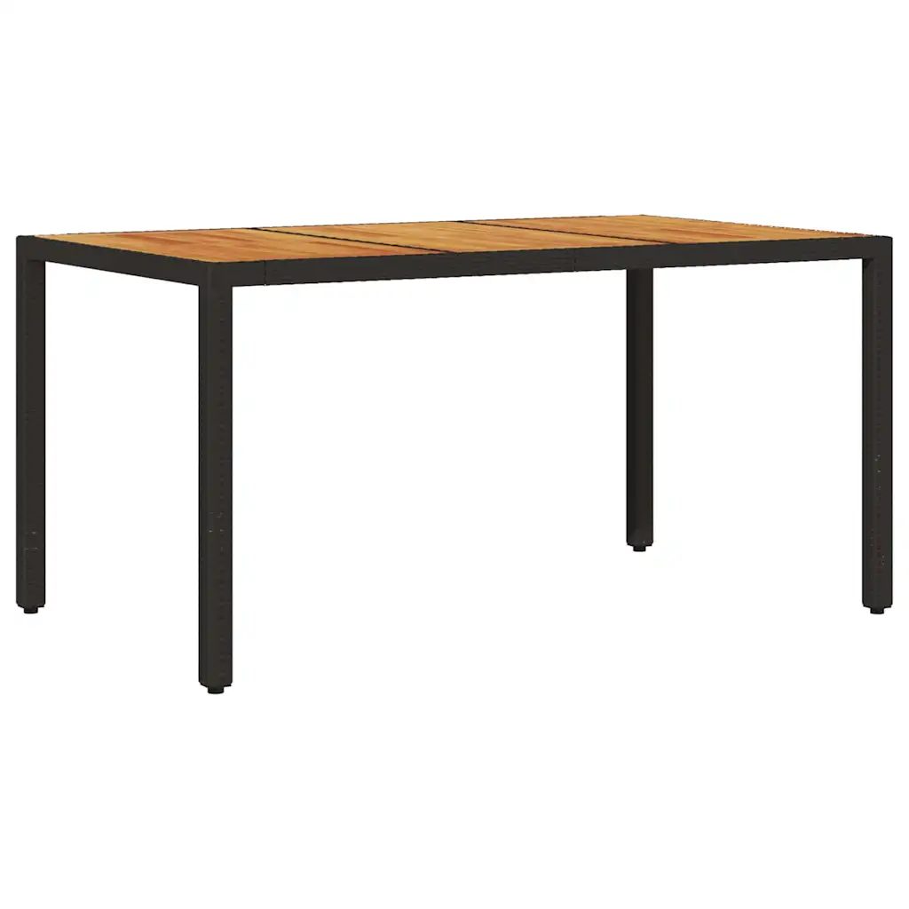 7-osaline aiamööbli komplekt, must polürotang, akaatsiapuidust lauaplaadiga, laud 150 x 90 cm, 6 tooli