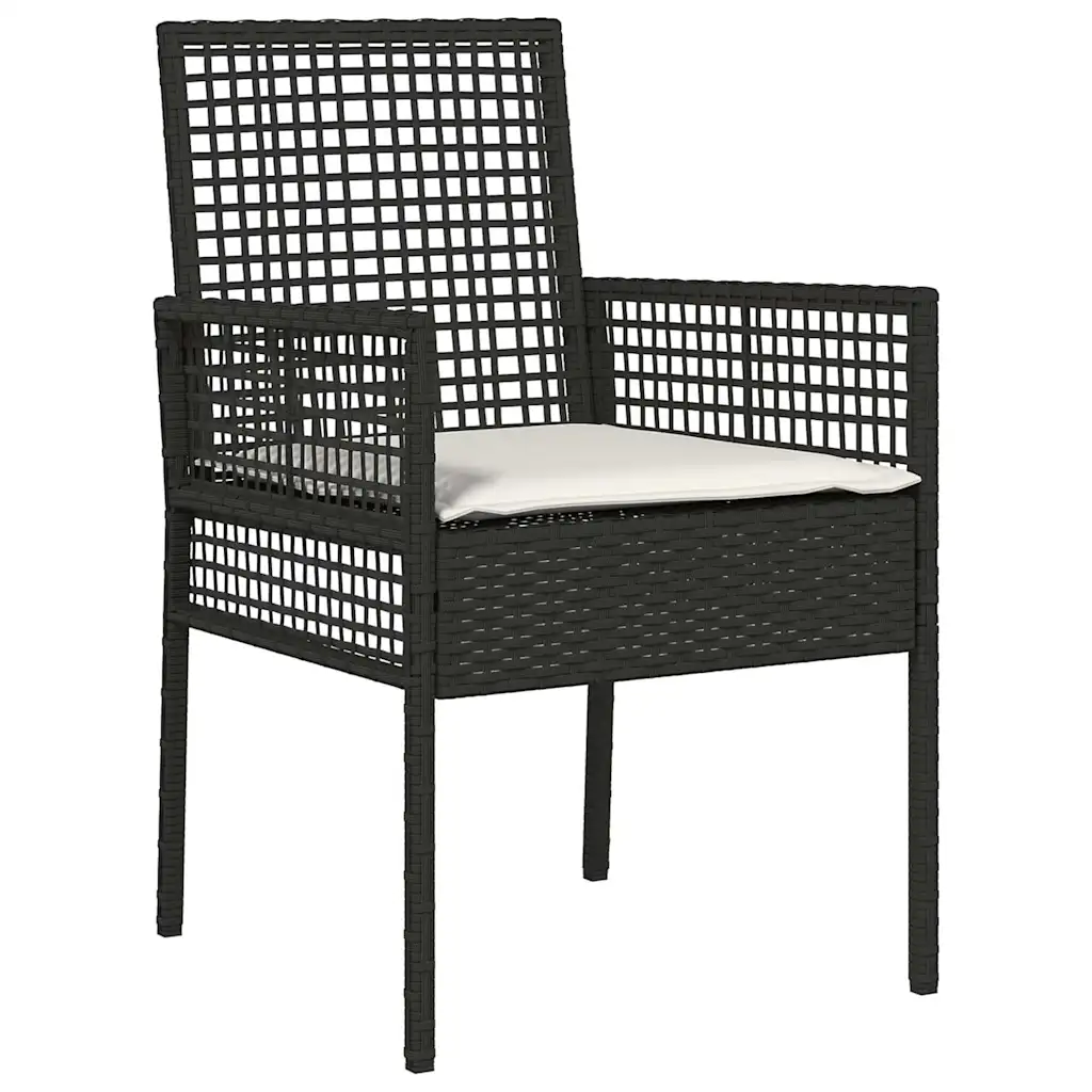 7-osaline aiamööbli komplekt, must polürotang, akaatsiapuidust lauaplaadiga, laud 150 x 90 cm, 6 tooli
