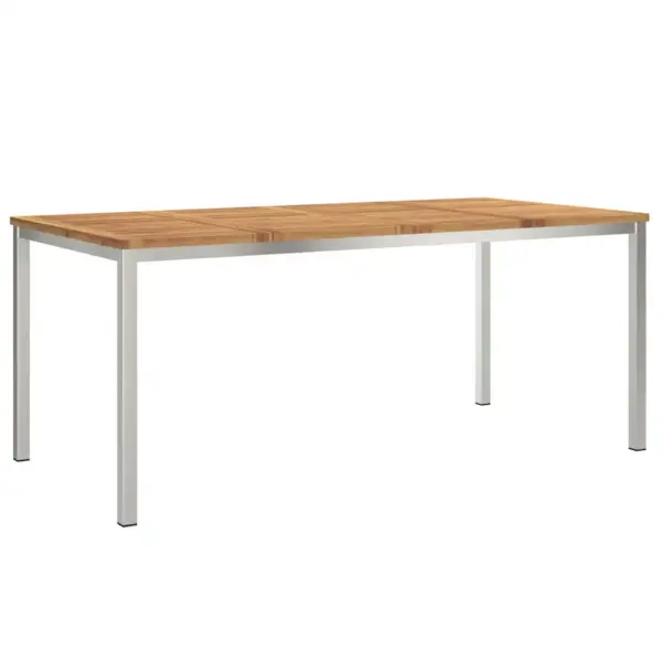 7-osaline aiamööbli komplekt, akaatsiapuidust laud ja toolid, roostevaba terasraam, laud 180 x 90 cm - 5