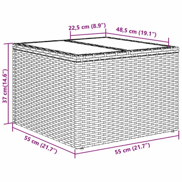 7-osaline modulaarne aiadiivanikomplekt patjadega, hall polürotang, 6-kohaline, klaasplaadiga laud - 13