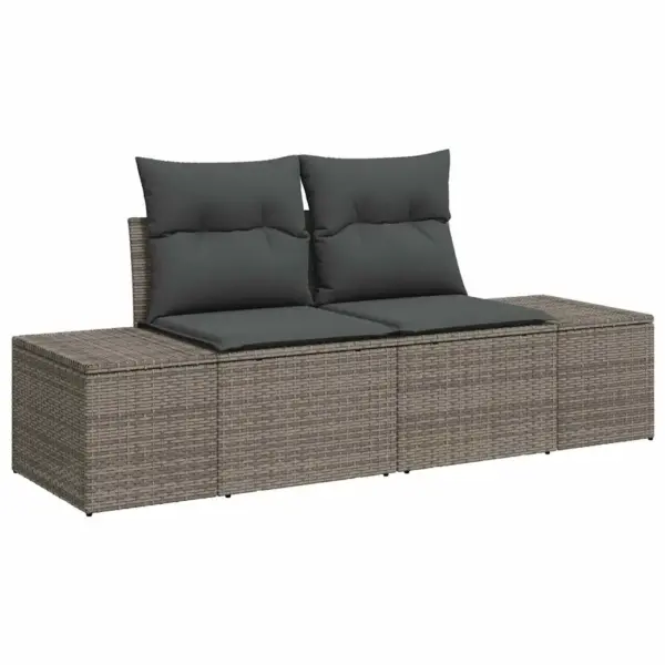 7-osaline modulaarne aiadiivanikomplekt patjadega, hall polürotang, 6-kohaline, klaasplaadiga laud - 4