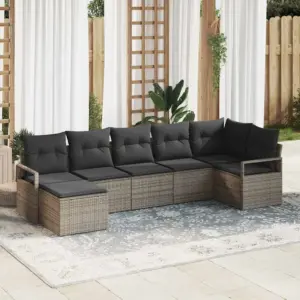 7-osaline modulaarne aiadiivanikomplekt, hall polürotang, 6 istekohta