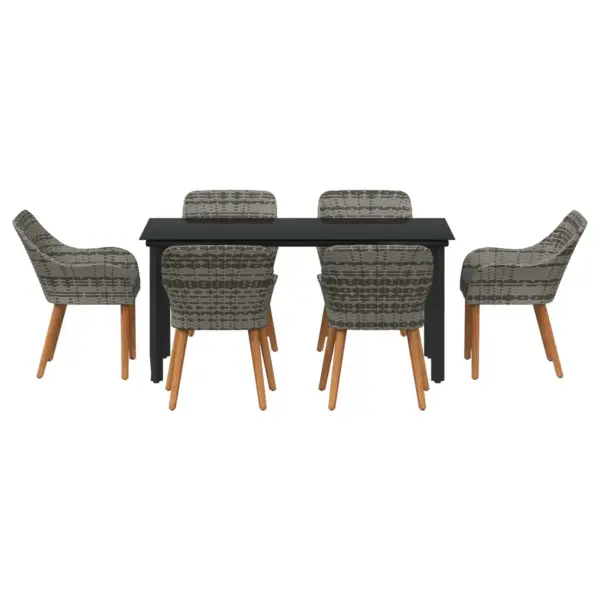 7-osaline aiamööbli komplekt padjaga, hall polürotang, karastatud klaasplaadiga laud 160 x 80 cm - 3