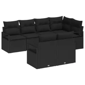 7-osaline modulaarne aiadiivanikomplekt, must polürotang, patjadega