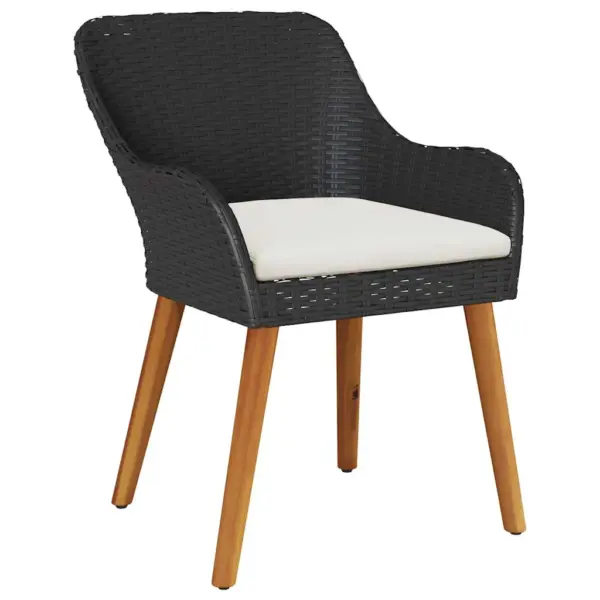 7-osaline mustast polürotangist aiamööbli komplekt patjadega, laud 190 x 80 cm - 6